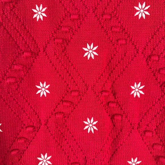 Talbots Embroidered Bobble Cardigan Sweater 2X Red White Snowflake NWT CJ-2048 - Picture 6 of 9
